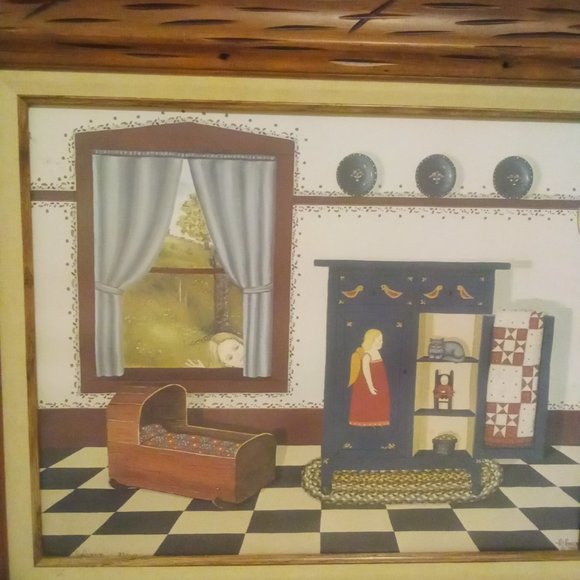 1983 Pat Pearson "Peeking In" Farmhouse Folk Art Limited Print #37/1150 Framed - Picture 4 of 12